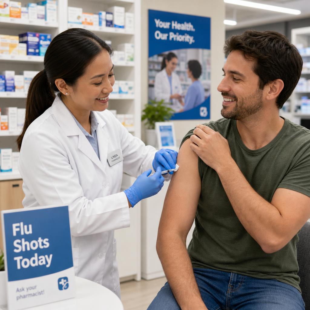 Pharmacist administering an immunization to a patient
